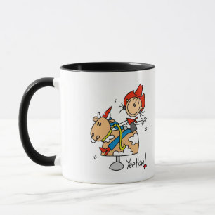 Taza Camisetas y regalos de vaquera con figura de palo