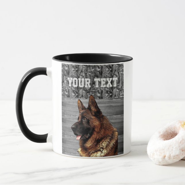 Taza Camo German Shepherd Dog Raza Nombre animal (Con donut)