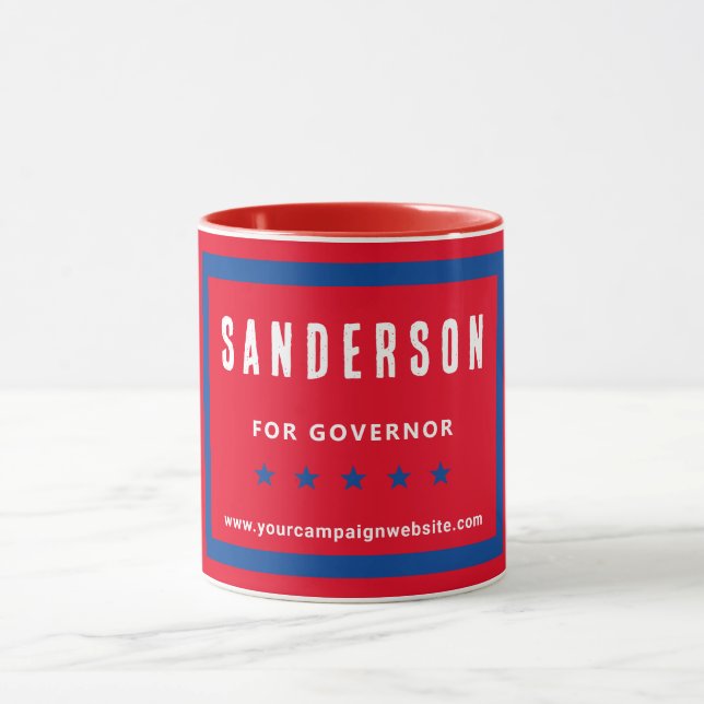 Taza Campaña electoral política Nombre rojo azul blanco (Centro)