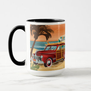 Taza Camper de playa retro + paro de coches clásico