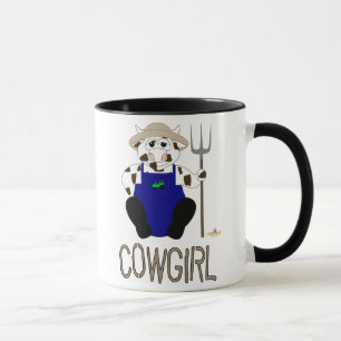 Taza Campesina Marrón Y Blanca Granjera Vaca Marrón