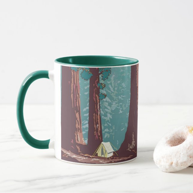 Taza Camping de carpas en el Parque Nacional Sequoia (Con donut)