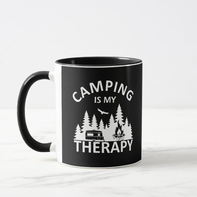 Taza Camping es mi divertido lema de terapia de camper (Izquierda)