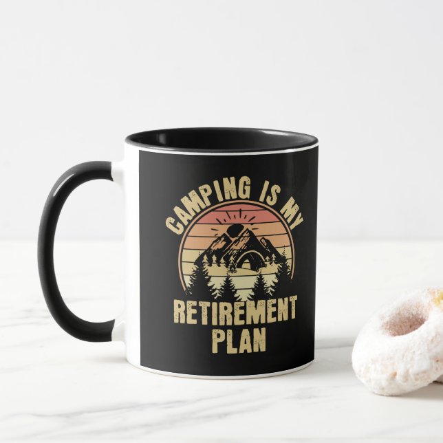 Taza Camping es mi plan de retiro Gracioso camping Gift (Con donut)