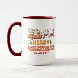 Taza Camping Merry Christmas Reindeer Nombre Personaliz