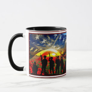 Taza Campo de adormidera estadounidense con bandera est