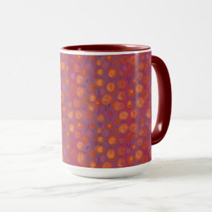 Taza Campo de caramelo, patrón floral abstracto, naranj