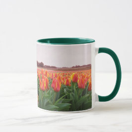 Taza Campo de flor del tulipán y molino de viento