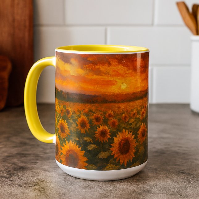 Taza Campo de Girasoles Atardecer (Subido por el creador)