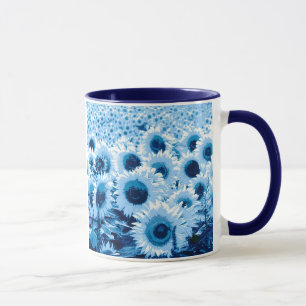 Taza Campo de girasoles - tonos azules