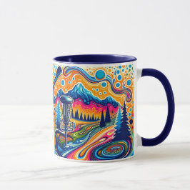 Taza Campo de golf de disco psicodélico en las montañas