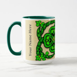 Taza Campo de Trébol de Cuatro Hojas Verde Esmeralda Si
