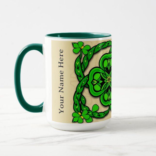 Taza Campo de Trébol de Cuatro Hojas Verde Esmeralda Si (Izquierda)