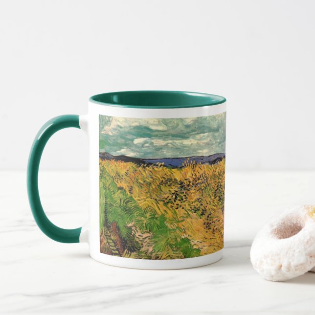 Taza Campo de trigo con flores de maíz por Vincent van  (Con donut)
