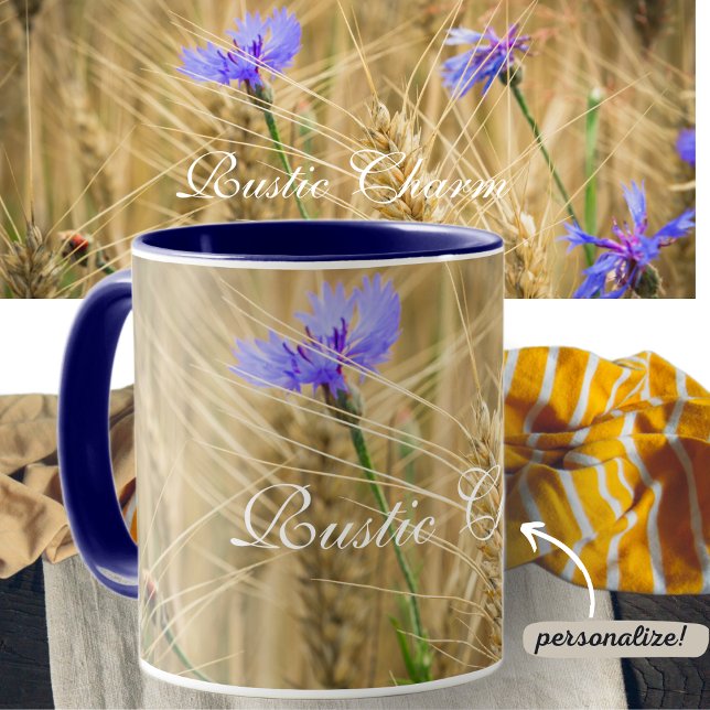 Taza Campo de trigo de verano con flores azules (Subido por el creador)