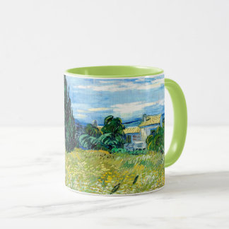 Taza Campo de trigo verde con ciprés - Vincent Van Gogh