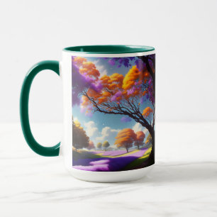 Taza Campos De Árbol De Jacaranda Y Lavanda, Café Mug