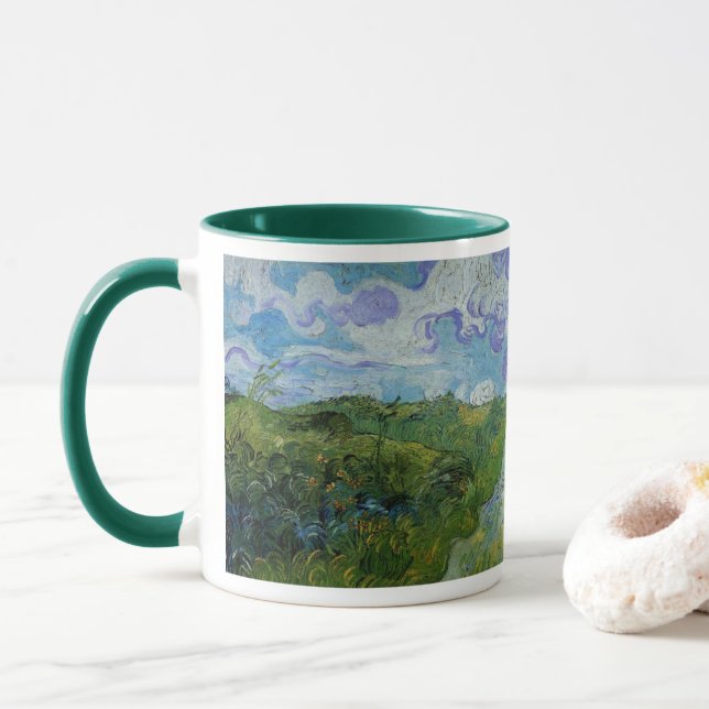 Taza Campos verdes de trigo por Vincent van Gogh (Con donut)