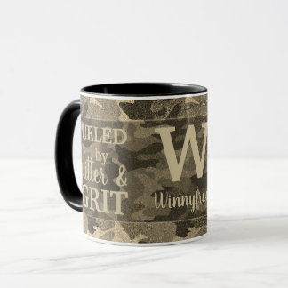 Taza Camuflaje de brillo metálico dorado falso Monogram