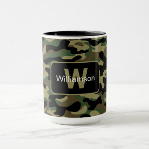 Taza Camuflaje de color caqui boscoso con personalizaci