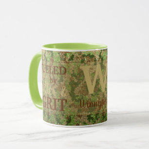 Taza Camuflaje Verde Marrón Tierra Brillo Nombre