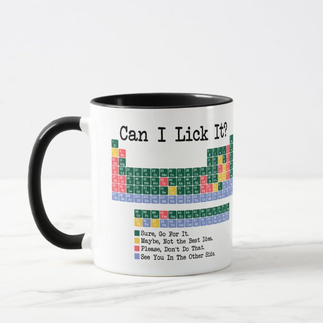Taza Can I Lick It Chemistry Periodic Table–Fun Science (Izquierda)