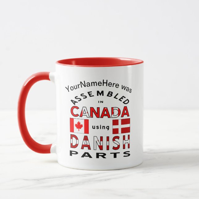 Taza Canadá con piezas danesas personalizadas (Izquierda)