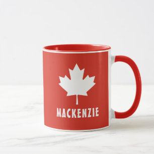 Taza Canadá Día Rojo Blanco Bandera Canadiense Nombre d