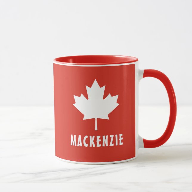 Taza Canadá Día Rojo Blanco Bandera Canadiense Nombre d (Derecha)