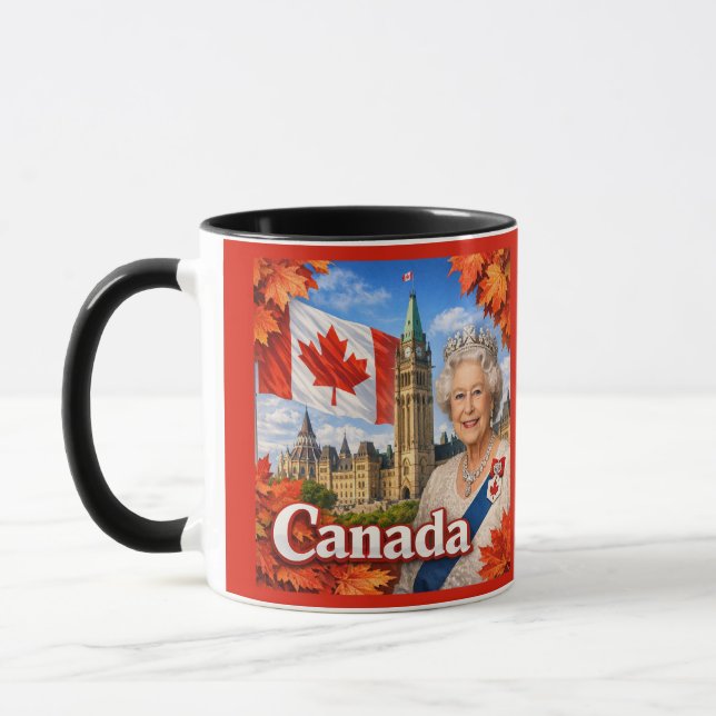 Taza Canadá. Reina Isabel II. Histórico.  (Izquierda)