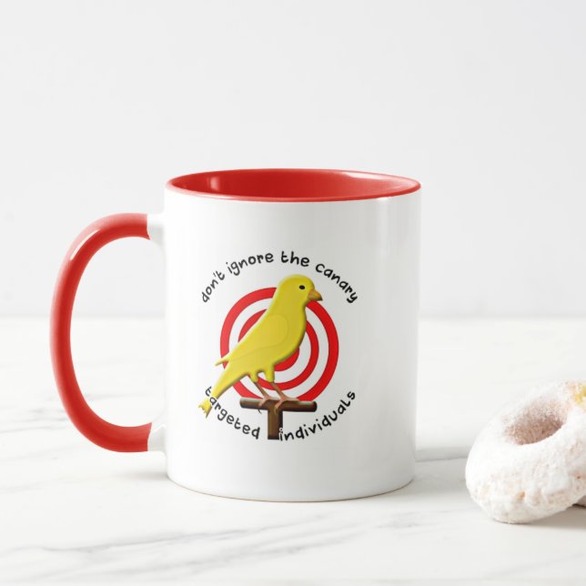 Taza Canario de sensibilización individual con Bullseye (Con donut)