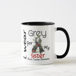 Taza Cáncer de cerebro llevo el gris para mi hermana 4
