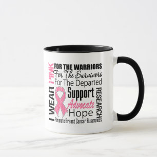 Taza Cáncer de pecho llevo TRIBUTO rosado de la cinta