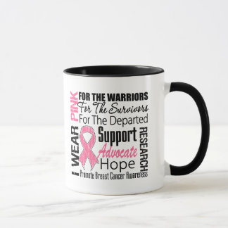 Taza Cáncer de pecho llevo TRIBUTO rosado de la cinta
