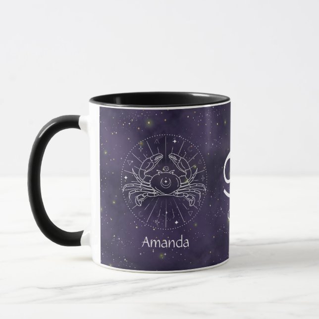 Taza Cáncer de Rótulo zodiaco Personalizable de acuarel (Izquierda)