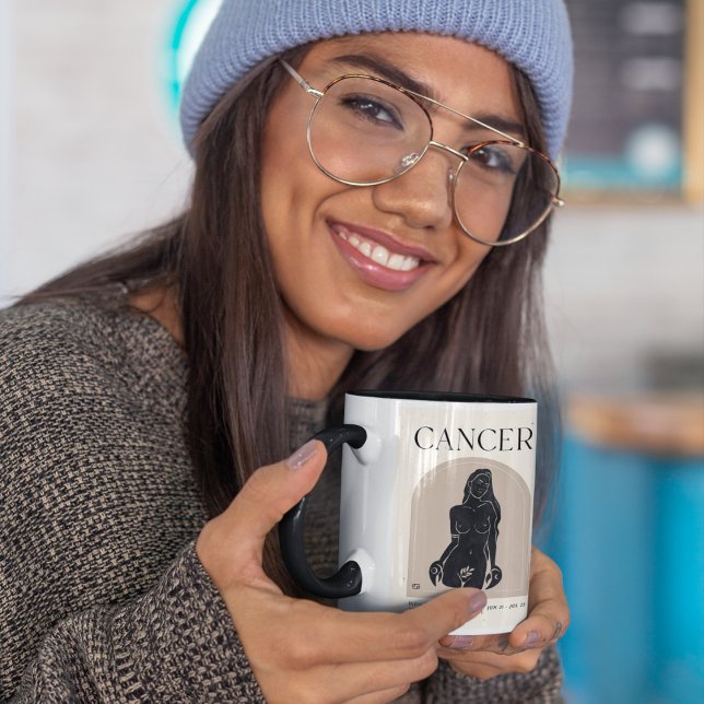 Taza Cáncer Diseño Zodiaco Femenino Marrón Negro 15 OZ (Subido por el creador)