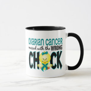 Taza Cáncer ovárico ensuciado con el polluelo