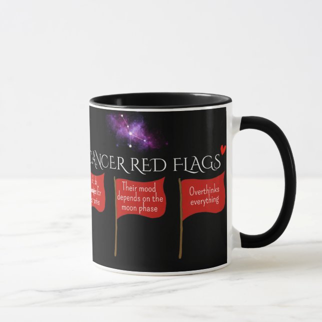 Taza Cáncer Rojo Banderas Astrología Mug | Gracioso reg (Derecha)
