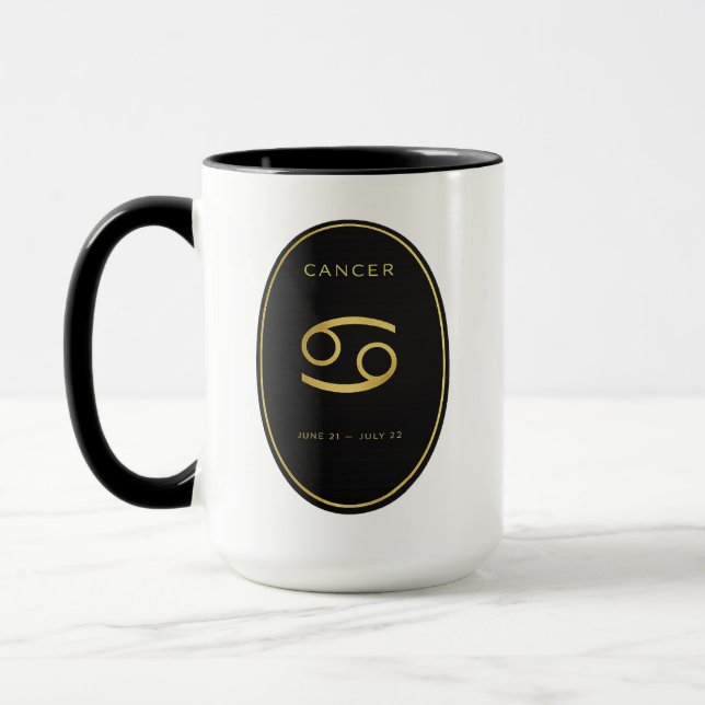 Taza Cancer Zodiac Gold Oval Emblem Mug | Luxury Astrol (Izquierda)