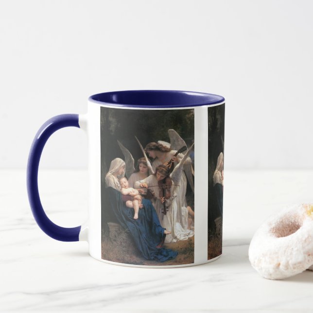Taza Canción de los ángeles (1881) de Bouguereau (Con donut)