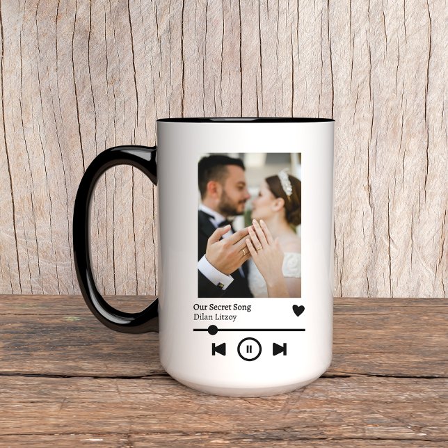 Taza Canción fotográfica personalizado Mug, regalo de a (anniversary gift mug, birthday gift mug, music mug for him, music mug for her, custom song mug, )