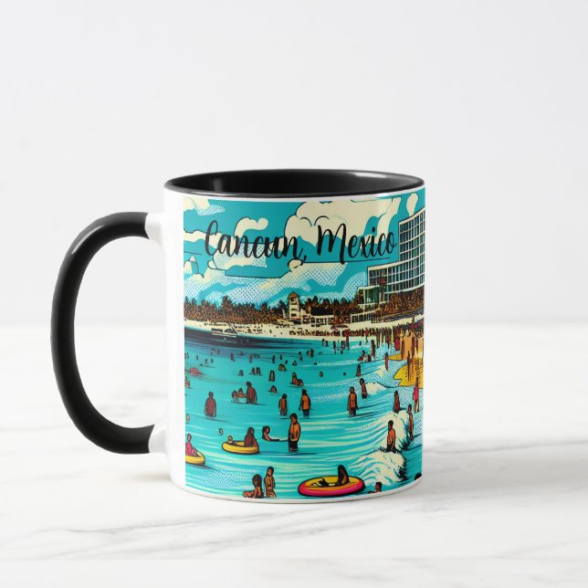Taza Cancún, México con una vibe de arte pop (Izquierda)