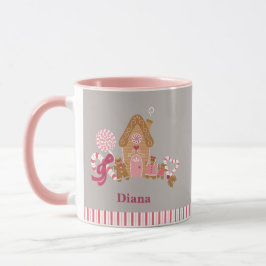 Taza Candén rosa gris suave cane jengibre barro de la c