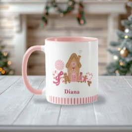 Taza Candy Candy Gingerbread House Pink White