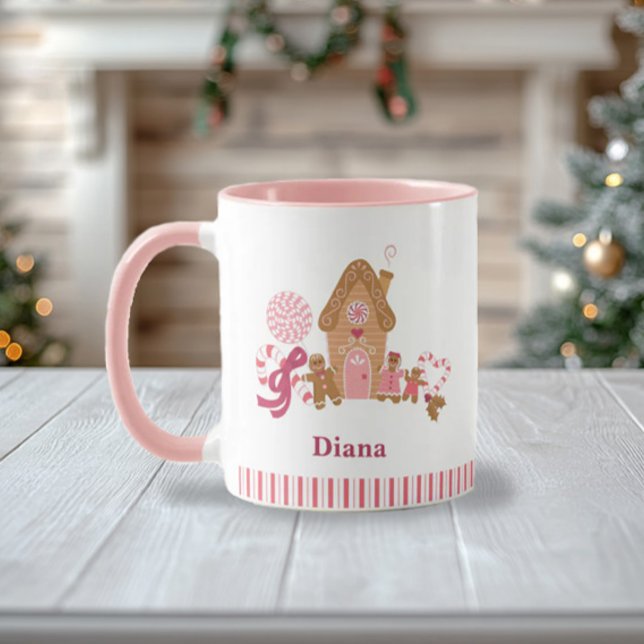 Taza Candy Candy Gingerbread House Pink White (Subido por el creador)