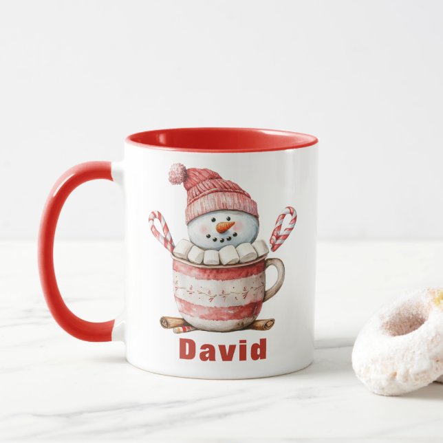 Taza Candy Cane Marshmallow, Navidad de cacao caliente  (Con donut)