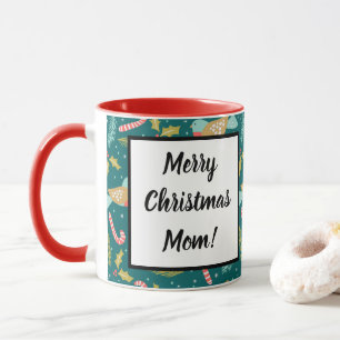 Taza Candy Canes Holly Pine Boughs Aves