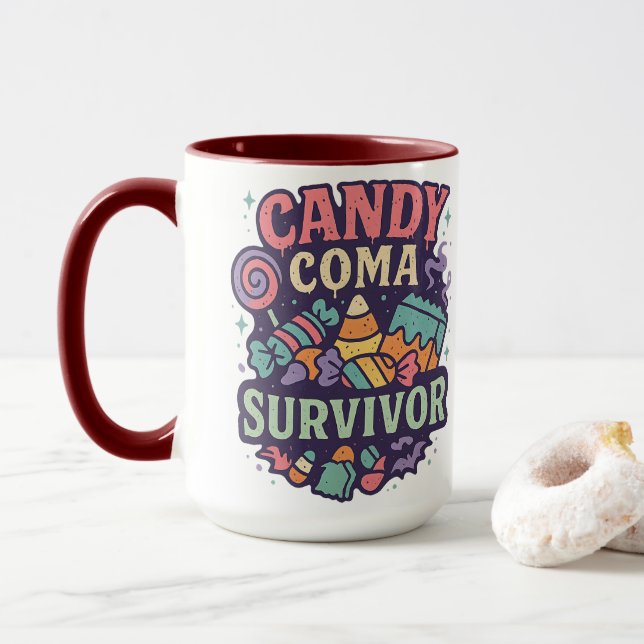Taza Candy Coma Survivor | Halloween  (Con donut)