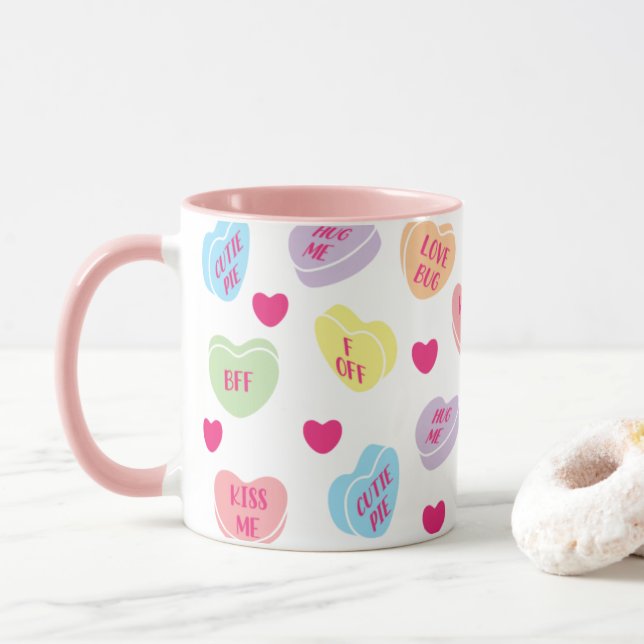 Taza Candy Hearts Mug (Con donut)