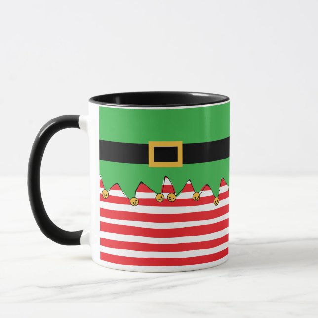 Taza ¡Candy Striped Elf Jingle! Divertido viaje (Izquierda)